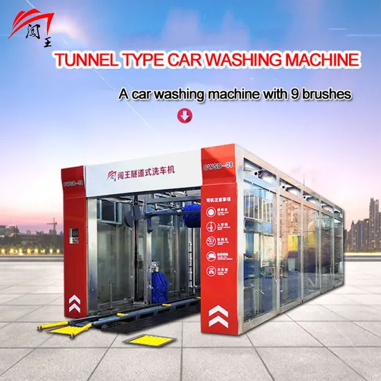 Car Wash Tunnel System with Belt Conveyer and Chassis Wash 9 Cleaning Brushes Automatic Cleaning 